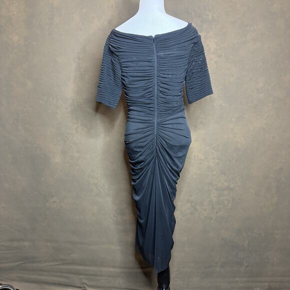 Tadashi Shoji Black Dorsey Draped Cocktail Dress Size S Elegant Evening - Picture 2 of 8